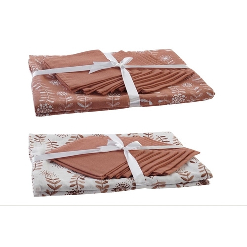 Tablecloth and napkins DKD Home Decor 150 x 250 x 0,5 cm Terracotta