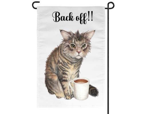 Grumpy Coffee Cat Garden Flag