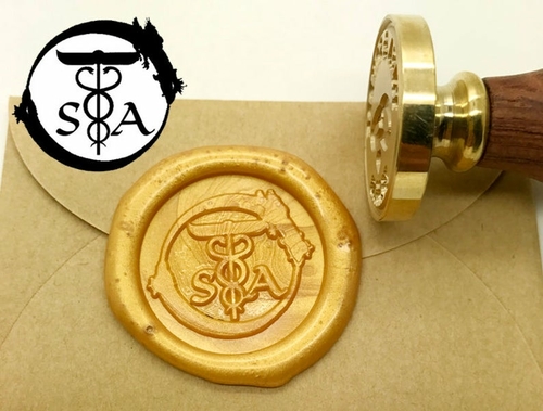 Spirit Snake Scepter Initials Wax Seal Stamp Personalized Monogram