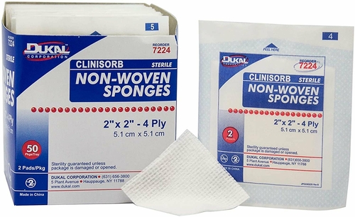 Dukal Non-Woven Sponges 2" x 2". Case of 3000 Highly Absorbent