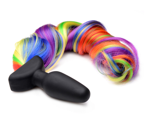 Rainbow Pony Tail Vibrating Anal Plug