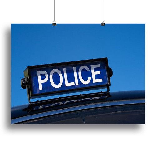 Rooftop sign on a vintage british police car Canvas Print or Poster