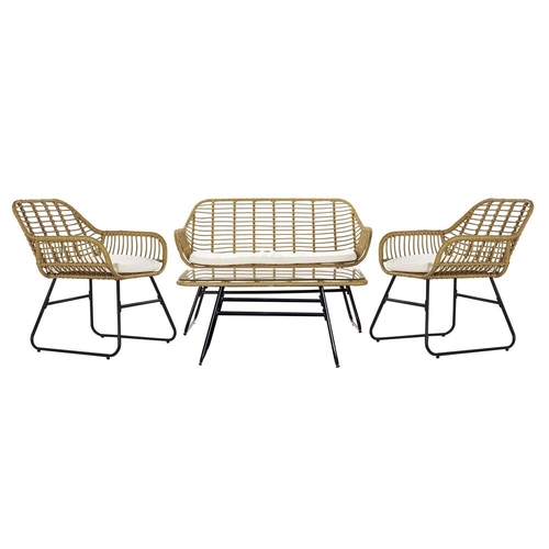 Garden sofa DKD Home Decor Brown Metal Polyester synthetic rattan (124