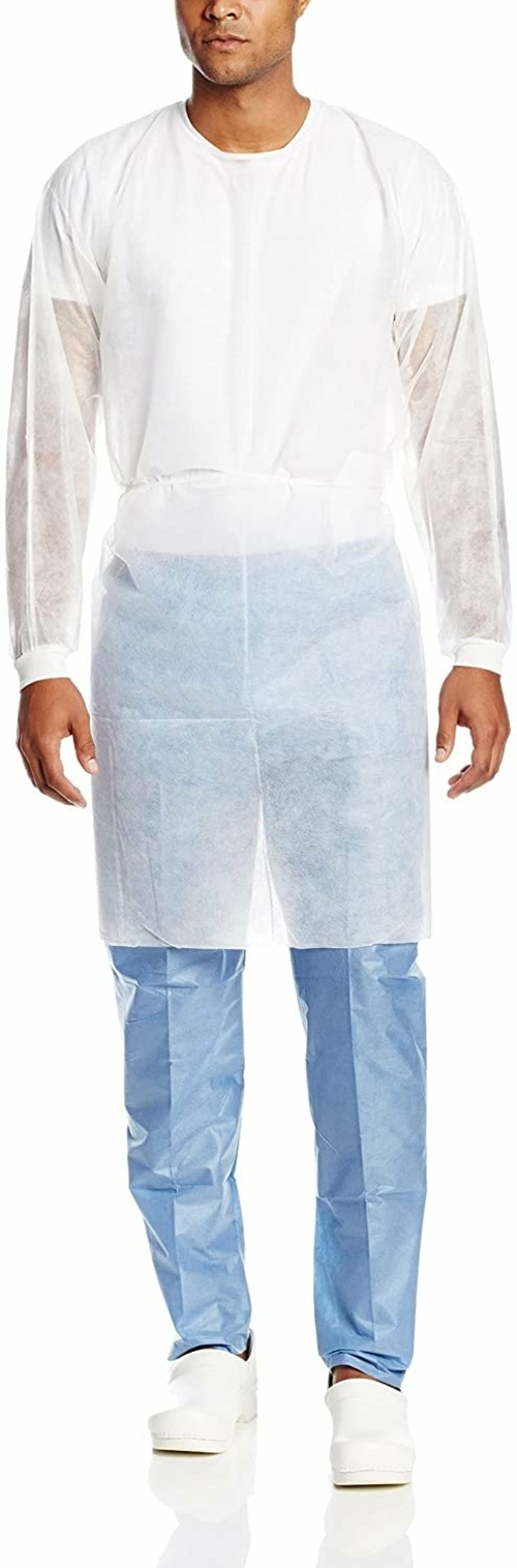 EZGOODZ Disposable Isolation Gowns. Pack of 10 White SPP 25 gsm
