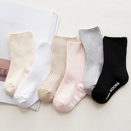 Infant Baby Socks Anti Slip Solid White Black Baby