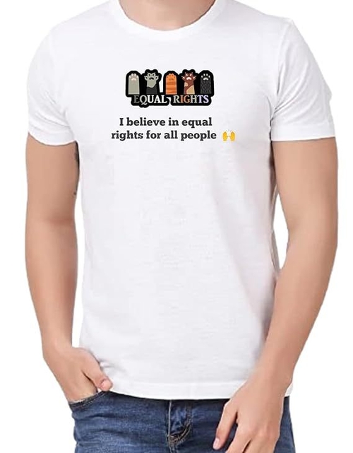 ROUND NECK HALF SLEEVES "EQUALS RIGHT" PRINTED TSHIRT FOR MEN