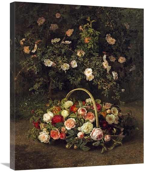 Global Gallery GCS-268165-30-142 30 in. Roses in a Basket Beside a Ros