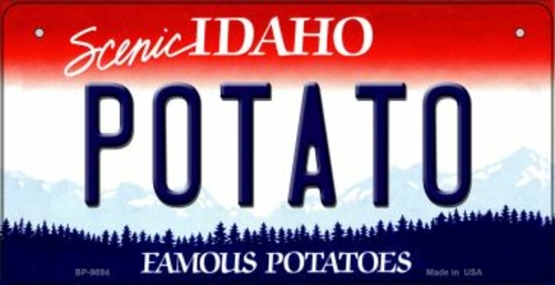 Smart Blonde BP-9894 3 x 6 in. Potato Idaho Novelty Metal Bicycle Plat