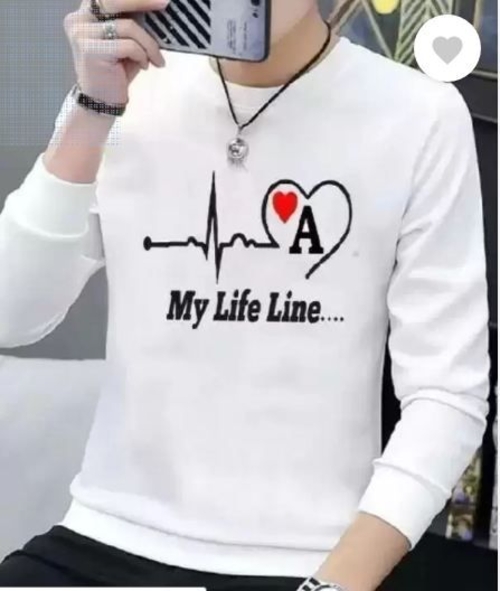 Men Printed, Typography Round Neck Polyester White T-Shirt M