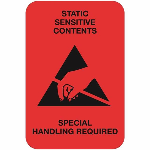 Tape Logic DL1372 2 x 3 in. - Static Sensitive Contents Fluorescent Re