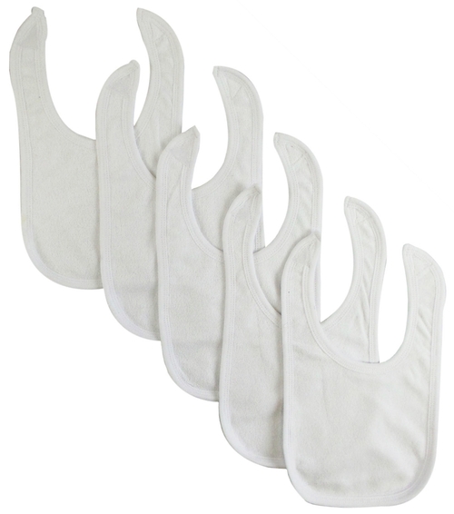 Bambini 1024-W-5 12.25 x 7.5 in. Infant Drool Bibs, White & Blue -