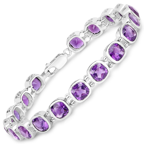 13.50 Carat Genuine Amethyst .925 Sterling Silver Bracelet