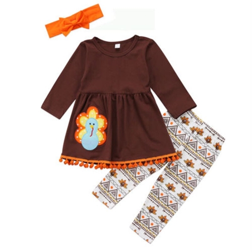 3PCS Turkey Thanksgiving Day Kids Happy Baby Girl