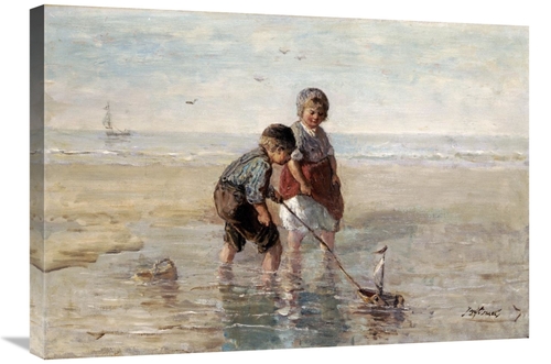 Global Gallery GCS-266620-30-142 30 in. Children Playing by the Seasid