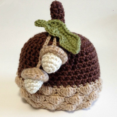 Main Free Shipping Acorn Baby Beanie Hat,Pure Handmade Knit Crochet Autumn image