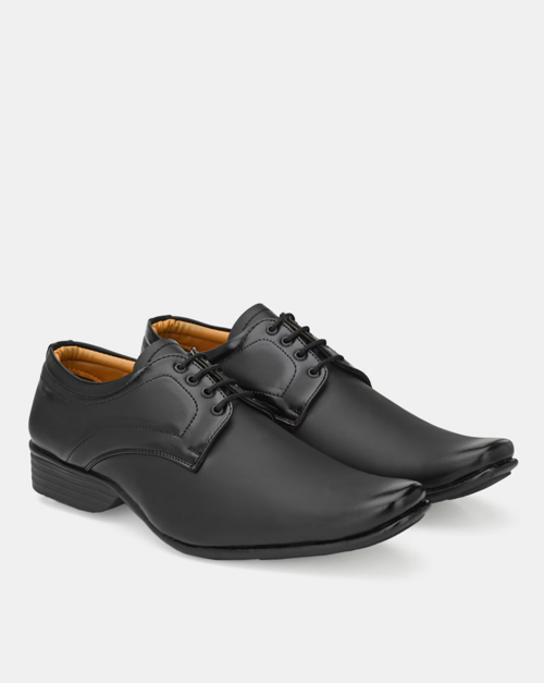 Lace-Up Round-Toe Derbys(Size7)(ColorBlack)