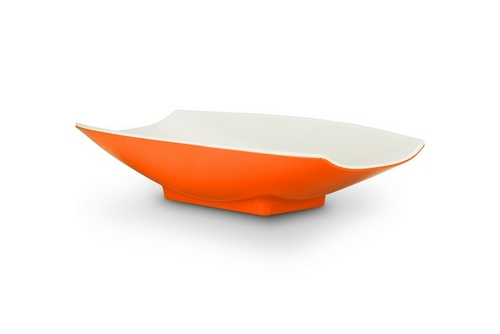 Bon Chef 53704-2ToneOrange 16 x 9 x 3.5 in. Melamine Curves Bowl with 