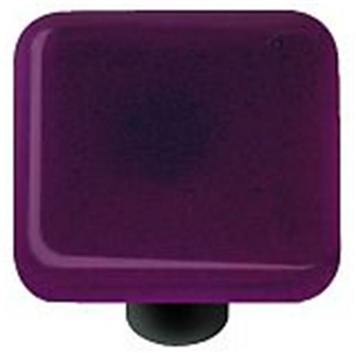 Hot Knobs HK1045-KB Violet Striker Square Glass Cabinet Knob - Black P