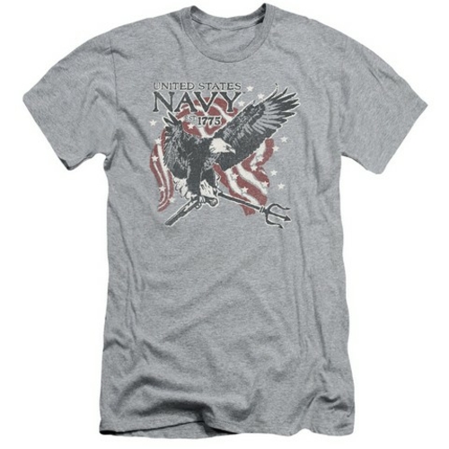 Trevco Navy-Trident Short Sleeve Adult 30-1 Tee, Athletic Heather 