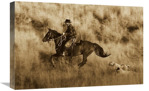 Global Gallery GCS-453700-1624-142 16 x 24 in. Cowboy Riding Horse&#44