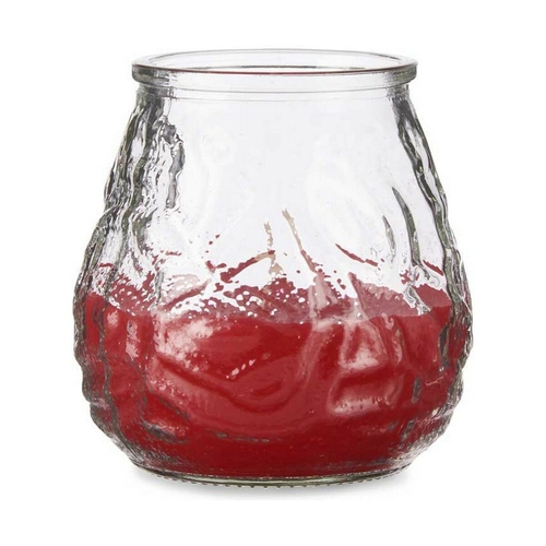 Candle Geranium Red Transparent Glass Paraffin 6 Units (9 x 9,5 x 9