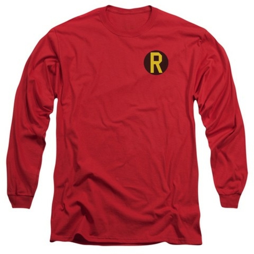 Trevco Dc-Robin Logo - Long Sleeve Adult 18-1 Tee - Red- Large