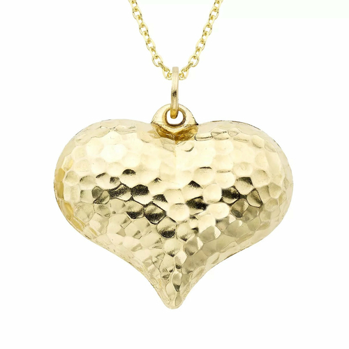 14k Gold Puff Heart Charm Necklace