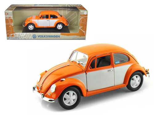 1967 Volkswagen Beetle Orange/White 1/18 Diecast Model Car by