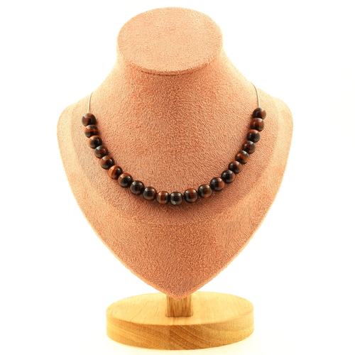 Red Tiger Eye 8 mm 20 beads necklace.
