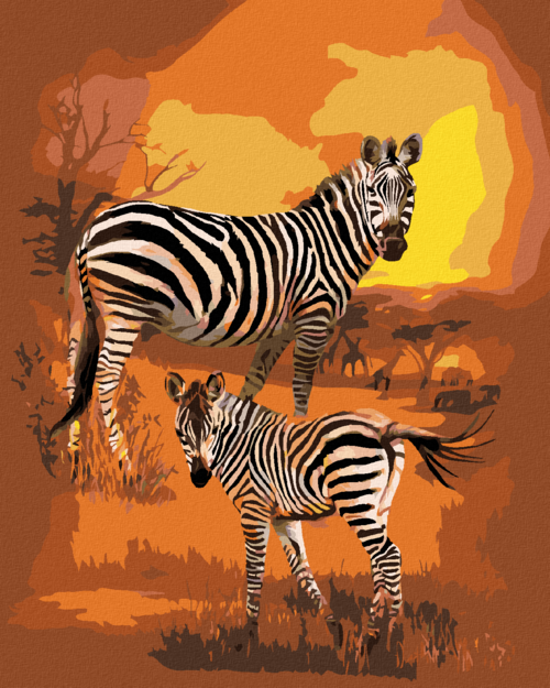 Zuty - Paint by Numbers - ZEBRA AND CUB (CAROL CAVALARIS), 40x50 cm