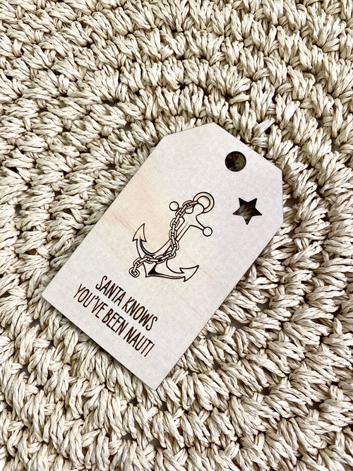 Wooden Christmas Swing Tag - Anchor and Chain