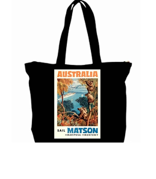 1935 Australia Art Travel Poster tote Bag w/Zipper