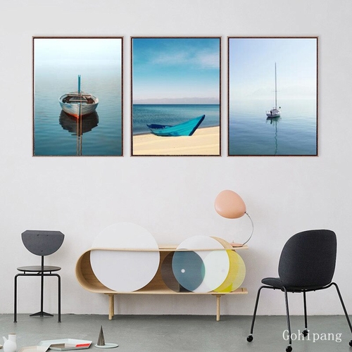 Sea Beach Sailing Boat Seascape Canvas Poster