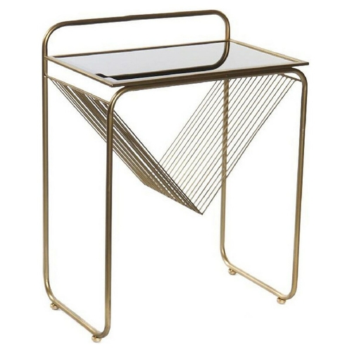 Side table DKD Home Decor Black Golden Metal Crystal Plastic 48 x 30 x