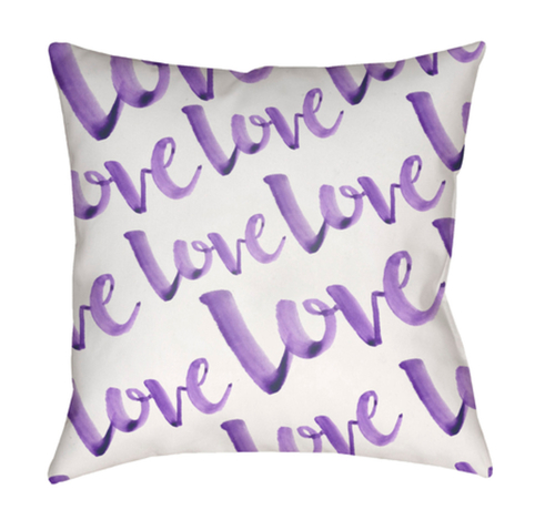 Surya HEART006-1818 Love 18 x 18 x 4 in. Throw Pillow, Purple - Me