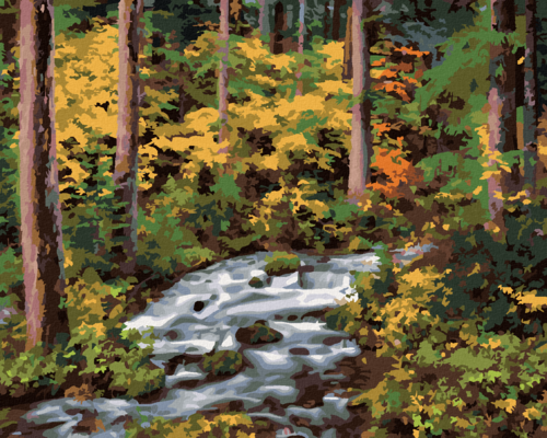 Zuty - Paint by Numbers - STREAM IN A FOREST (DENNIS FRATES), 40x50 cm