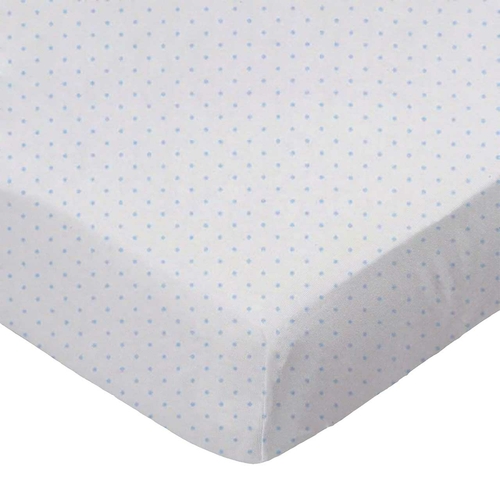 SheetWorld Fitted Youth Bed Sheet - 100% Cotton Jersey - Blue Pindot,