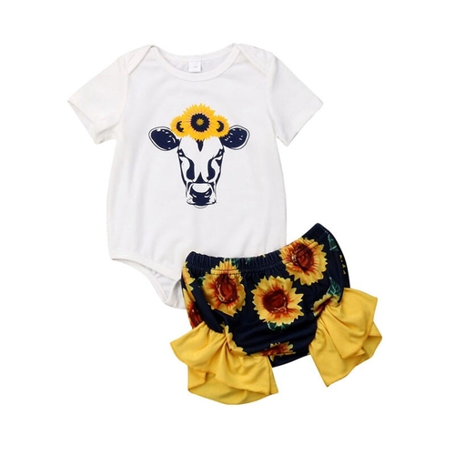 Cute Newborn Baby Girl Summer Outfits Cotton Short