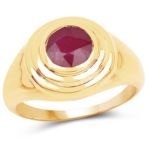 14K Yellow Gold Plated 1.65 Carat Genuine Glass Filled Ruby .925