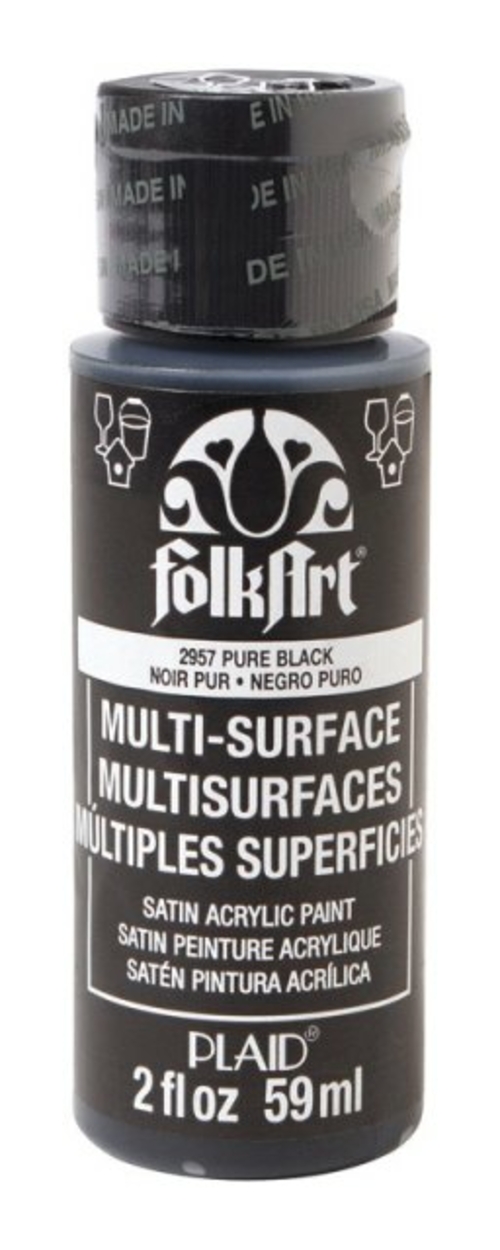 Plaid 2957 2 oz Pure Black Multi Surface Paint- pack of 3
