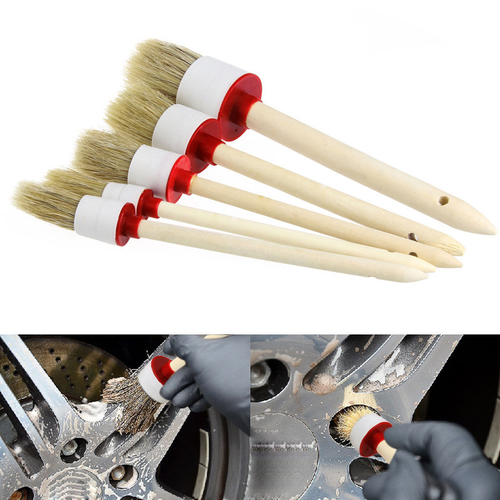 5Pcs Soft Car Accessory Wood Handle Car Detailing