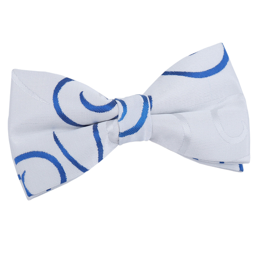 Scroll Pre-Tied Bow Tie - Silver & Royal Blue