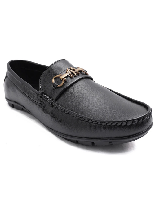men black slip on loafers (Size-6) (Color-BLACK)