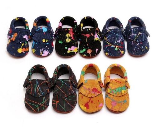 New Graffiti Suede Genuine Leather Baby Moccasins