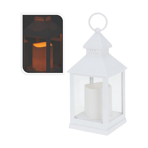 Lantern LED Candle White Metal