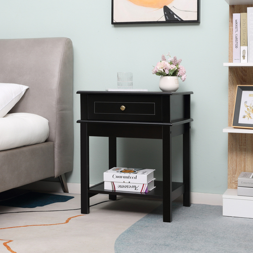 HOMCOM Modern Nightstand, Accent End Side Table with Drawer and