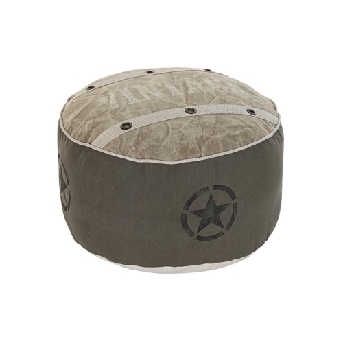 Cushion DKD Home Decor Floor Beige Polyester Cotton Leather Vintage