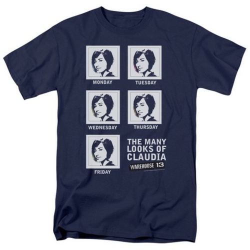 Trevco Warehouse 13-Many Looks Short Sleeve Adult 18-1 Tee, Navy -
