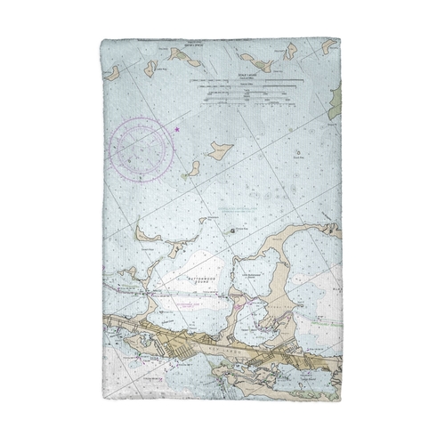 Betsy Drake KT11464L Key Largo, FL Nautical Map Kitchen Towel