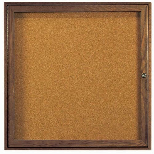Aarco Products WBC3636R Red Oak Enclosed Bulletin Board - Walnut